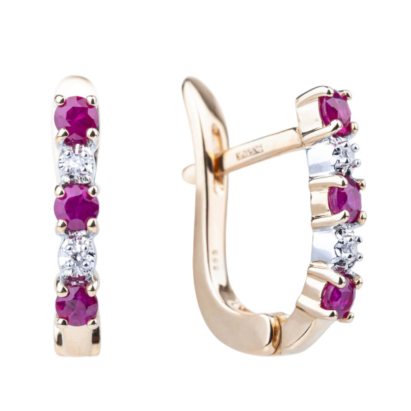 Серьги из красного золота с рубинами и бриллиантами